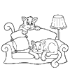 Katzen auf Sofa ausmalen